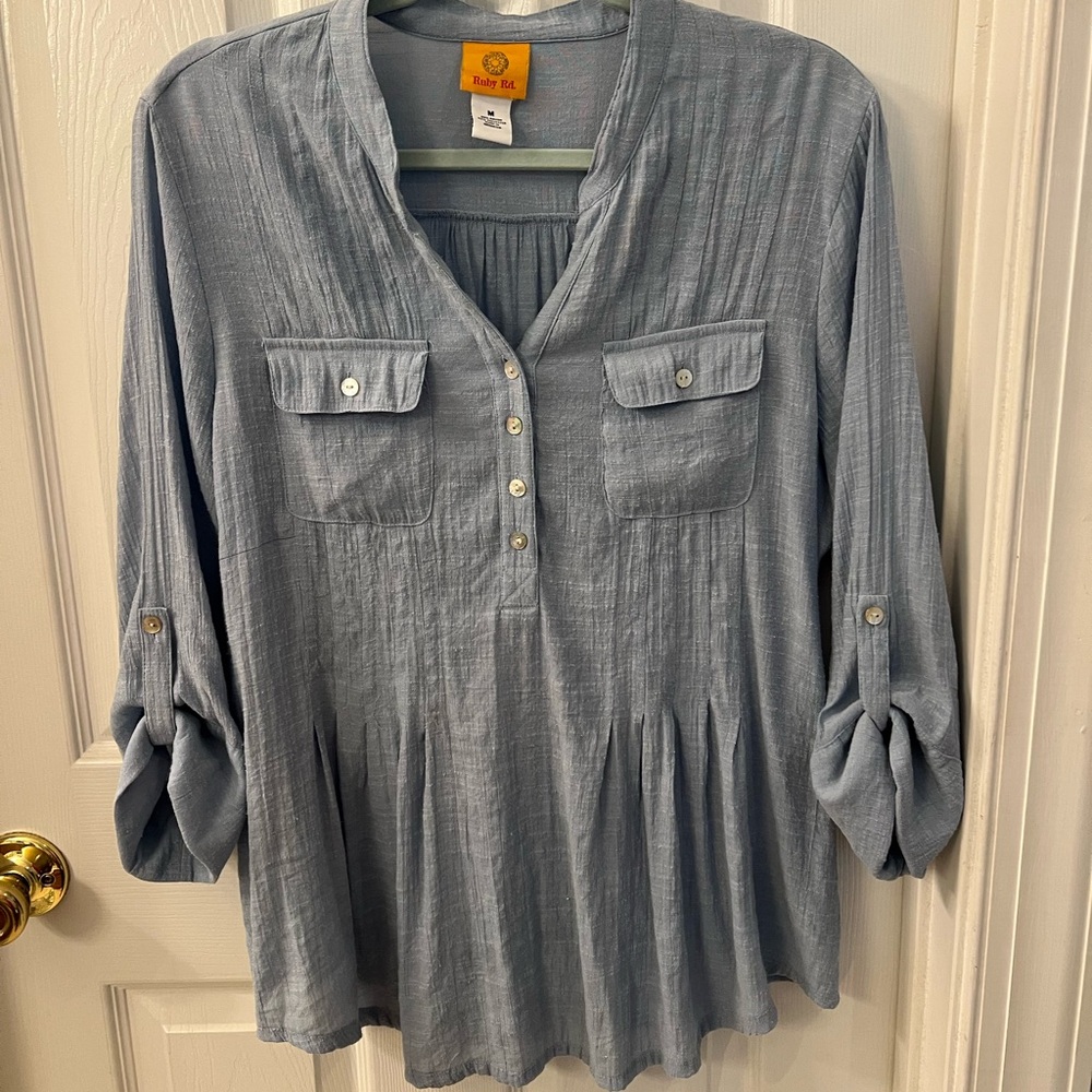 2-Ruby Rd Tops Blue & Yellow Sz M & PM - Picture 2 of 11